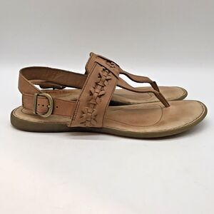 BØRN Born Tilde Sandals Women's 9M Cognac Brown Leather Buckle Slingback Thongs
